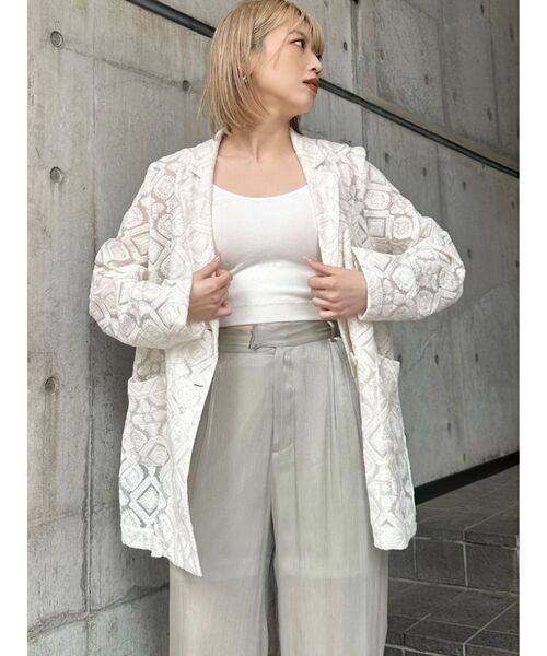 MURUA（ムルーア）の「【WEB限定】レースシアージャケット（テーラードジャケット・レディース・ブラック/アイボリー・FREE）」の5枚目の写真