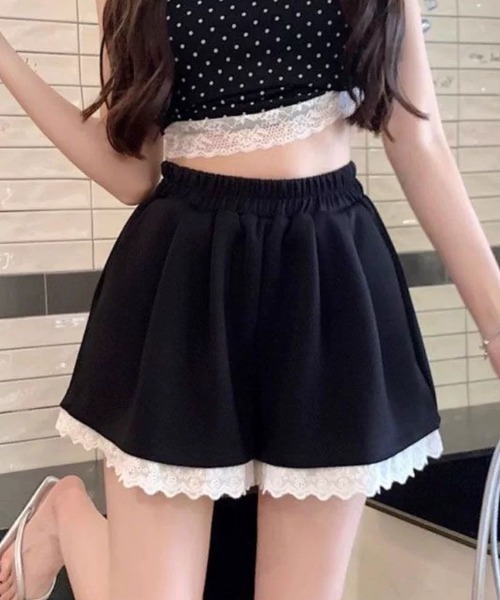 ampm（エーエムピーエム）の「裾レースフリルショートスウェットパンツ（スウェットパンツ・レディース・グレー/ブラック・S/M/L）」の16枚目の写真