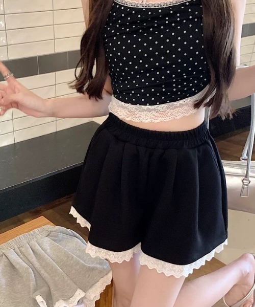 ampm（エーエムピーエム）の「裾レースフリルショートスウェットパンツ（スウェットパンツ・レディース・グレー/ブラック・S/M/L）」の15枚目の写真