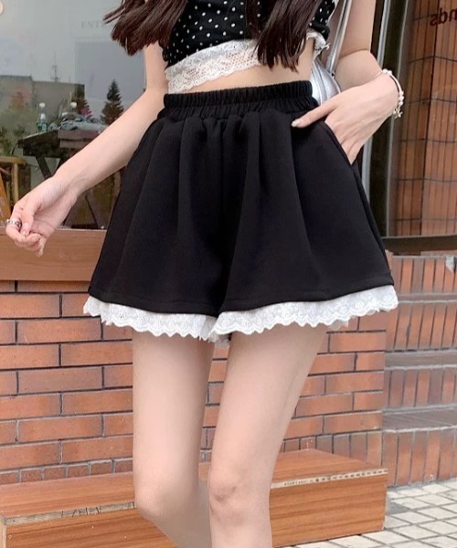 ampm（エーエムピーエム）の「裾レースフリルショートスウェットパンツ（スウェットパンツ・レディース・グレー/ブラック・S/M/L）」の18枚目の写真