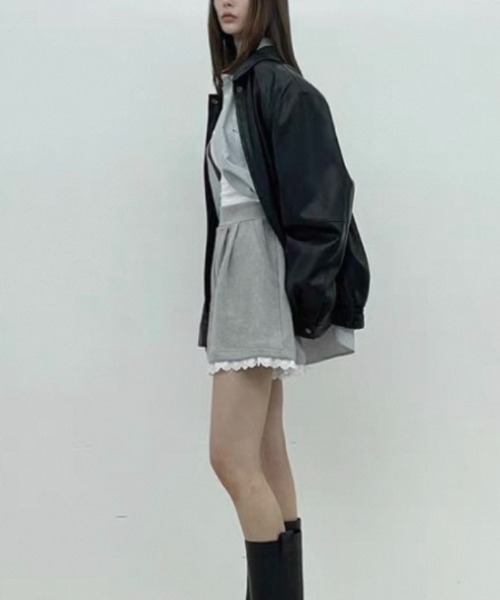 ampm（エーエムピーエム）の「裾レースフリルショートスウェットパンツ（スウェットパンツ・レディース・グレー/ブラック・S/M/L）」の6枚目の写真