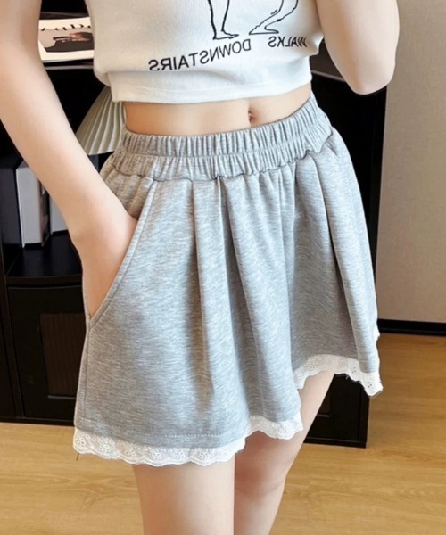 ampm（エーエムピーエム）の「裾レースフリルショートスウェットパンツ（スウェットパンツ・レディース・グレー/ブラック・S/M/L）」の10枚目の写真