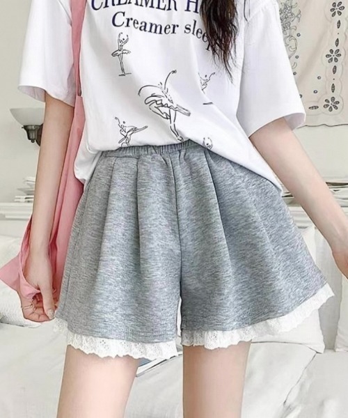 ampm（エーエムピーエム）の「裾レースフリルショートスウェットパンツ（スウェットパンツ・レディース・グレー/ブラック・S/M/L）」の11枚目の写真