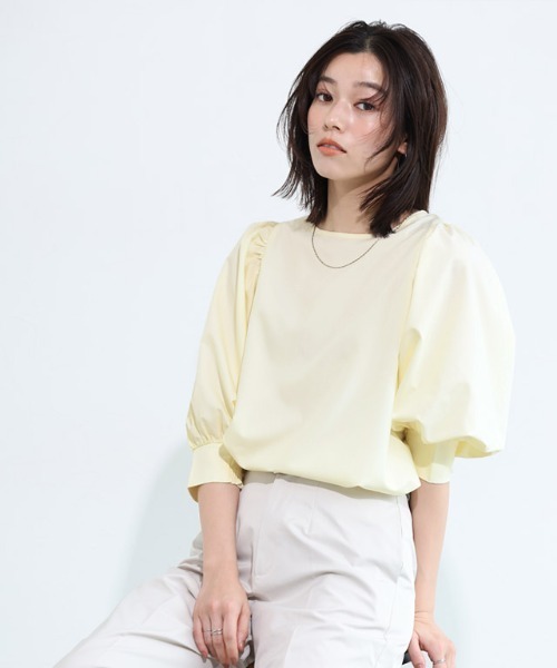 Pierrot（ピエロ）の「ボリュームパフスリーブブラウス（シャツ/ブラウス・レディース・オフホワイト/イエロー/ブラック/ブルー系その他/ブラック系その他/ピンク/グレー系その他・M/L/S/LL）」の22枚目の写真