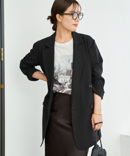 plage（プラージュ）の「《追加》R’IAM AIR ジャケット 2（テーラードジャケット・レディース・ブラック/ベージュ・36/38）」の13枚目の写真