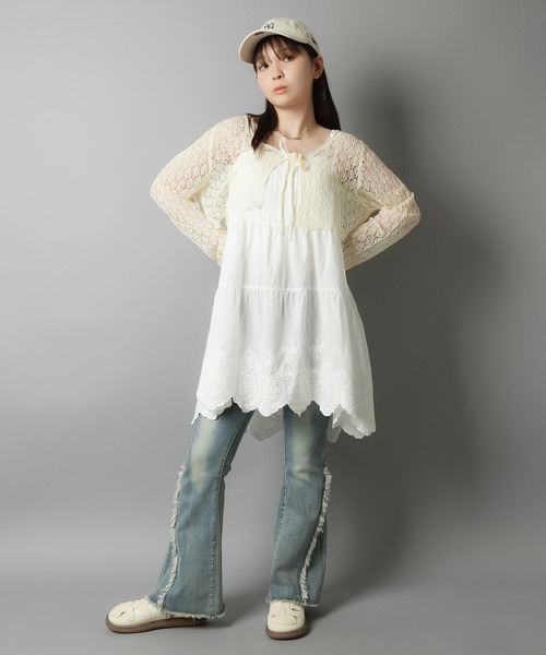 コットンキャミワンピース/裾レース/NEO森ガール（ワンピース