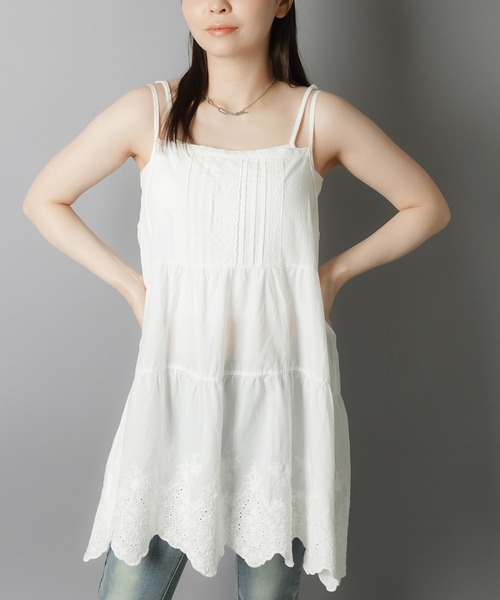 コットンキャミワンピース/裾レース/NEO森ガール（ワンピース
