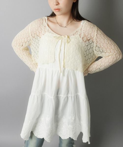 SPINNS（スピンズ）の「コットンキャミワンピース/裾レース/NEO森ガール（ワンピース・レディース・アイボリー・ONESIZE）」の18枚目の写真