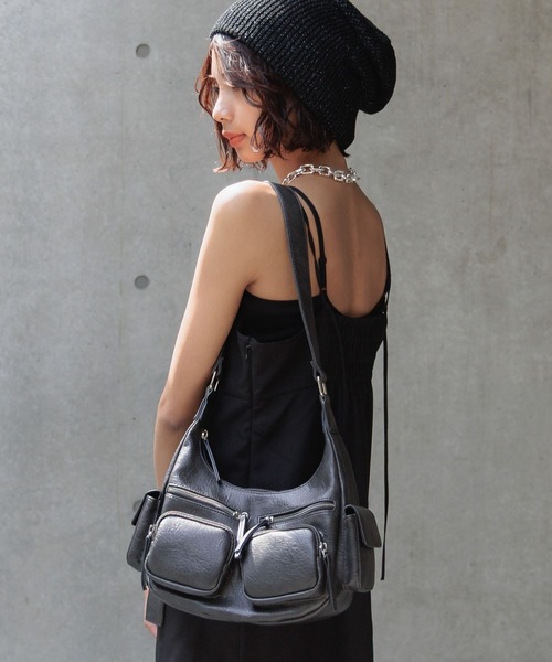 PAGEBOY（ページボーイ）の「ZIPポケットBAG（ショルダーバッグ・レディース・グリーン系その他2/ブラック/オフホワイト・FREE）」の10枚目の写真
