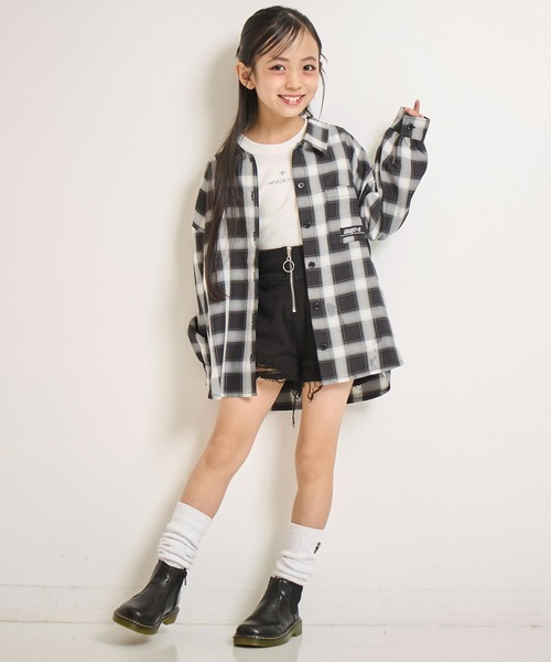 Annaです ハイウエストリングジップデニムショートパンツ【ジュニアお揃い