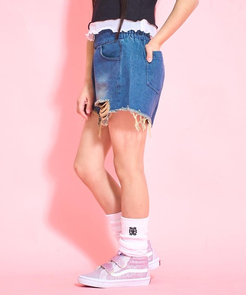 ANAP kids(アナップキッズ)の「ハイウエストリングジップデニムショートパンツ【ジュニアお揃い】(その他パンツ・キッズ・ブルー/ブラック/ライトブルー・110cm/120cm/130cm)」の9枚目の写真