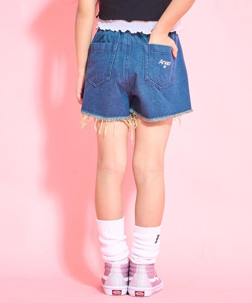 ANAP kids(アナップキッズ)の「ハイウエストリングジップデニムショートパンツ【ジュニアお揃い】(その他パンツ・キッズ・ブルー/ブラック/ライトブルー・110cm/120cm/130cm)」の10枚目の写真
