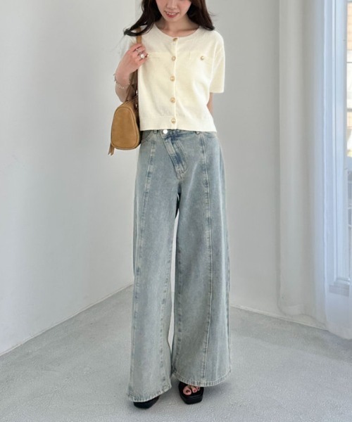 archives（アルシーヴ）の「ハーフスリーブ金ボタンニットカーディガン（カーディガン/ボレロ・レディース・ネイビー/イエロー/チャコールグレー/アイボリー・MEDIUM）」の7枚目の写真