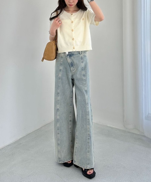 archives（アルシーヴ）の「ハーフスリーブ金ボタンニットカーディガン（カーディガン/ボレロ・レディース・ネイビー/イエロー/チャコールグレー/アイボリー・MEDIUM）」の8枚目の写真