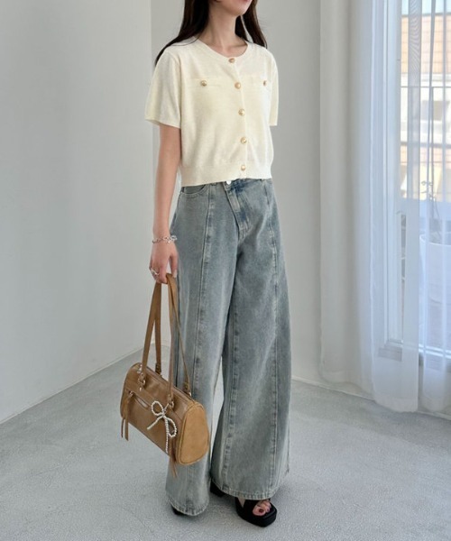 archives（アルシーヴ）の「ハーフスリーブ金ボタンニットカーディガン（カーディガン/ボレロ・レディース・ネイビー/イエロー/チャコールグレー/アイボリー・MEDIUM）」の9枚目の写真