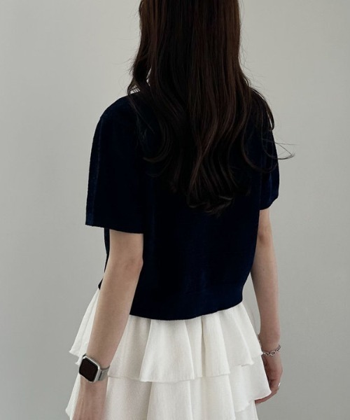 archives（アルシーヴ）の「ハーフスリーブ金ボタンニットカーディガン（カーディガン/ボレロ・レディース・ネイビー/イエロー/チャコールグレー/アイボリー・MEDIUM）」の12枚目の写真