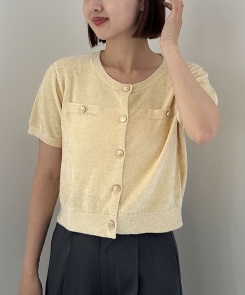 archives（アルシーヴ）の「ハーフスリーブ金ボタンニットカーディガン（カーディガン/ボレロ・レディース・ネイビー/イエロー/チャコールグレー/アイボリー・MEDIUM）」の19枚目の写真