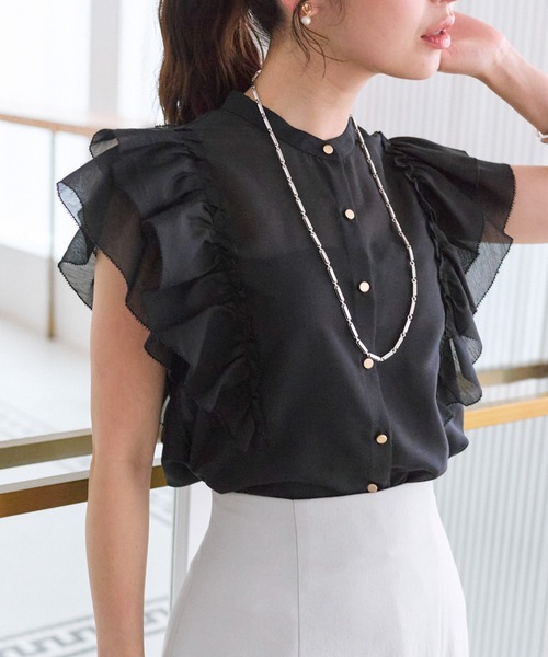 La boutique BonBon ♡ フリルブラウス ネイビー