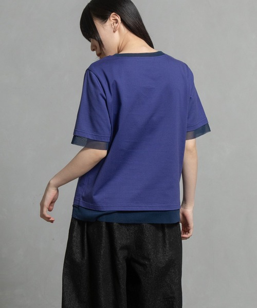 MARECHAL TERRE（マルシャルテル）の「シアーレイヤードTシャツ（Tシャツ/カットソー・レディース・ブラック/ブルー/ホワイト/ライトグリーン・MEDIUM）」の6枚目の写真