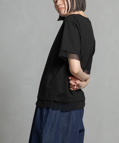 MARECHAL TERRE（マルシャルテル）の「シアーレイヤードTシャツ（Tシャツ/カットソー・レディース・ブラック/ブルー/ホワイト/ライトグリーン・MEDIUM）」の15枚目の写真