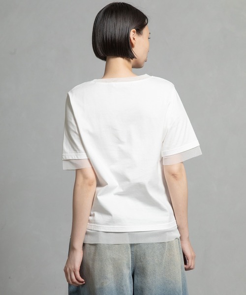 MARECHAL TERRE（マルシャルテル）の「シアーレイヤードTシャツ（Tシャツ/カットソー・レディース・ブラック/ブルー/ホワイト/ライトグリーン・MEDIUM）」の21枚目の写真