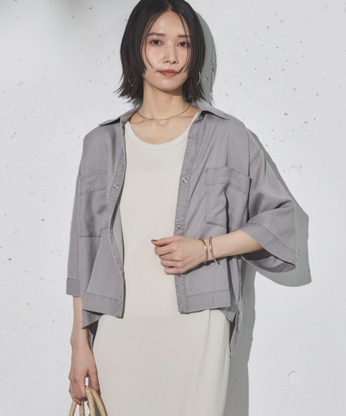 ドゥ アルシーヴ（Doux archives）/バイオウォッシュ加工ショートシャツ セール】バイオウォッシュ加工ショートシャツ（シャツ/ブラウス