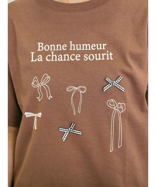 Samansa Mos2（サマンサ モスモス）の「リボンTシャツ（Tシャツ/カットソー・レディース・キナリ/ブラック/ブラウン/オフホワイト・F）」の17枚目の写真