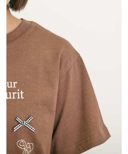 Samansa Mos2（サマンサ モスモス）の「リボンTシャツ（Tシャツ/カットソー・レディース・キナリ/ブラック/ブラウン/オフホワイト・F）」の18枚目の写真