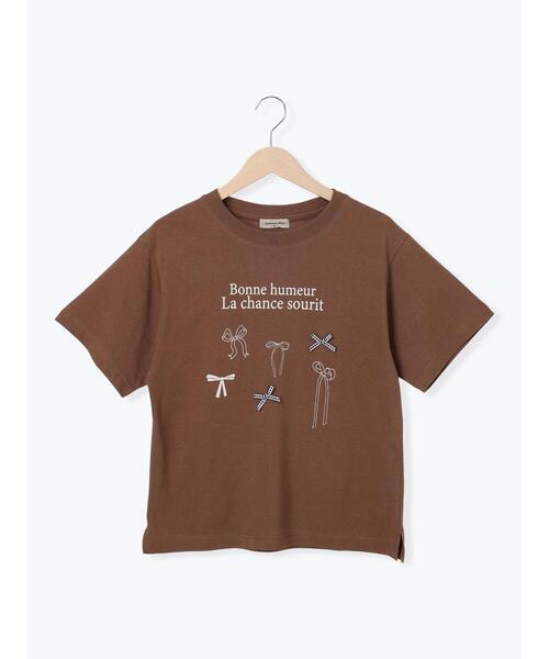 Samansa Mos2（サマンサ モスモス）の「リボンTシャツ（Tシャツ/カットソー・レディース・キナリ/ブラック/ブラウン/オフホワイト・F）」の12枚目の写真