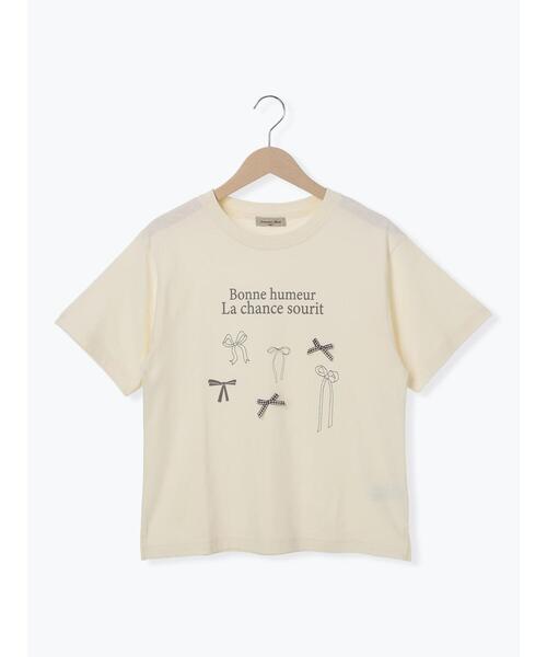 Samansa Mos2（サマンサ モスモス）の「リボンTシャツ（Tシャツ/カットソー・レディース・キナリ/ブラック/ブラウン/オフホワイト・F）」の13枚目の写真