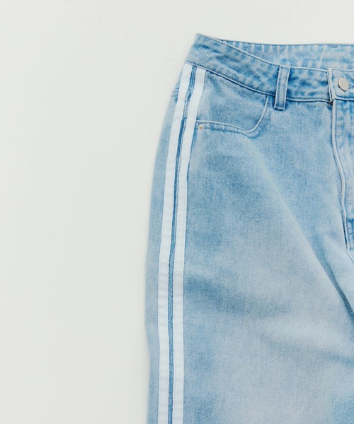 セール】折り返しサイドラインデニムパンツ（デニムパンツ）｜JUST A