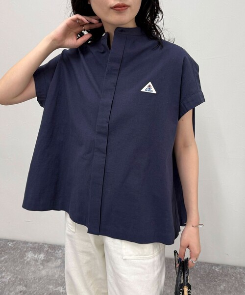 fredy emue(フレディエミュ)の「【GEVACO/ゲバコ】バンドカラーフライフロントフレンチスリーブシャツ(シャツ/ブラウス・レディース・レッド/ネイビー/オフホワイト/ブラック系その他・38)」の3枚目の写真