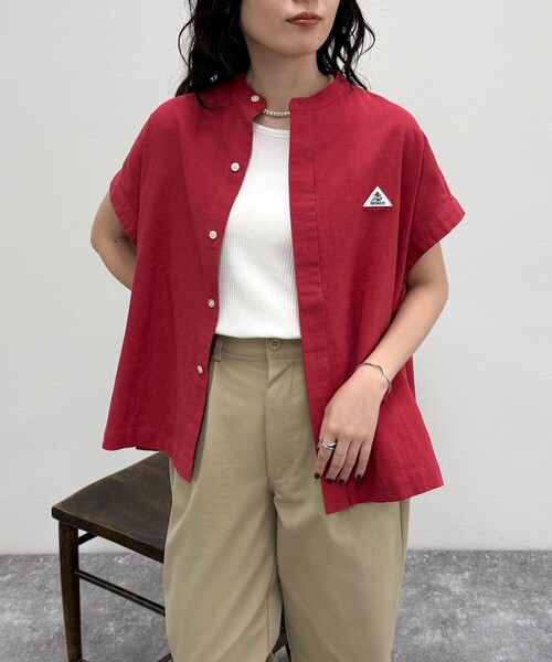 fredy emue(フレディエミュ)の「【GEVACO/ゲバコ】バンドカラーフライフロントフレンチスリーブシャツ(シャツ/ブラウス・レディース・レッド/ネイビー/オフホワイト/ブラック系その他・38)」の7枚目の写真