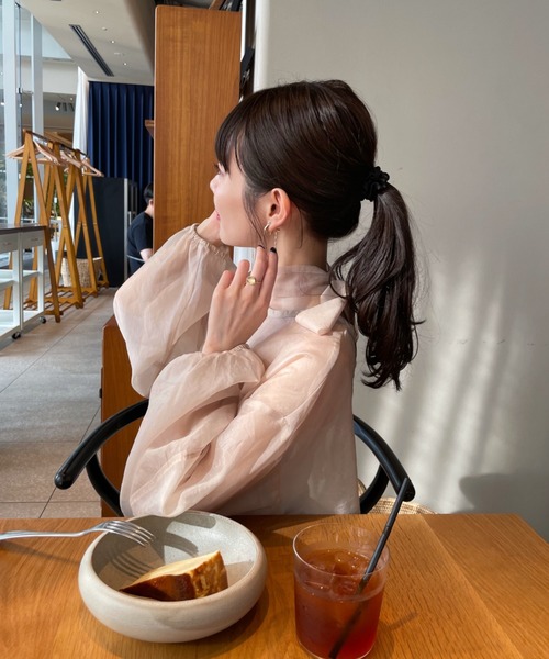 hinari（ヒナリ）の「リボンタイ付きシアーブラウス（シャツ/ブラウス・レディース・ブラック/アイボリー/ピンクベージュ・FREE）」の21枚目の写真