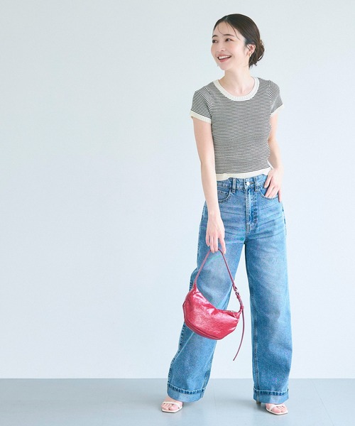 coca(coca)(コカ)の「【WEB限定セール】ボーダーコンパクトニットトップス(ニット/セーター・レディース・グレー/ブラック・L/S/M)」の3枚目の写真