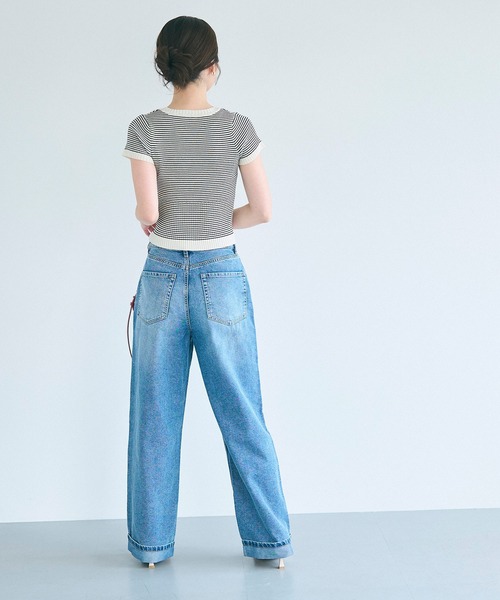 coca(coca)(コカ)の「【WEB限定セール】ボーダーコンパクトニットトップス(ニット/セーター・レディース・グレー/ブラック・L/S/M)」の6枚目の写真