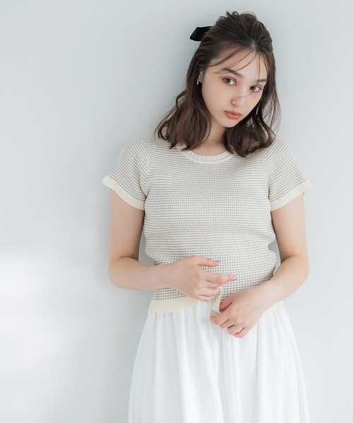 coca(coca)(コカ)の「【WEB限定セール】ボーダーコンパクトニットトップス(ニット/セーター・レディース・グレー/ブラック・L/S/M)」の9枚目の写真
