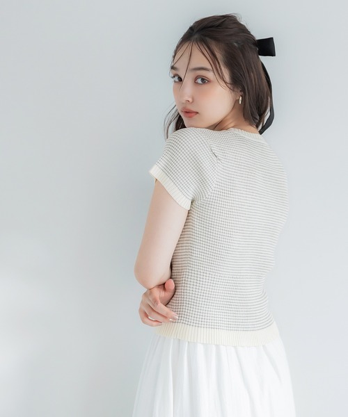 coca(coca)(コカ)の「【WEB限定セール】ボーダーコンパクトニットトップス(ニット/セーター・レディース・グレー/ブラック・L/S/M)」の11枚目の写真