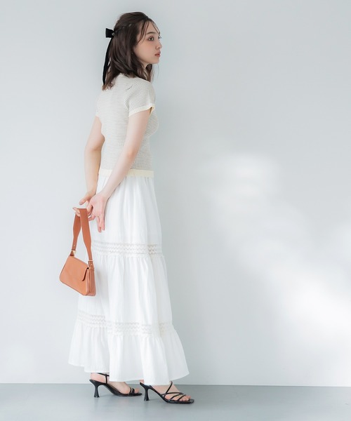 coca(coca)(コカ)の「【WEB限定セール】ボーダーコンパクトニットトップス(ニット/セーター・レディース・グレー/ブラック・L/S/M)」の12枚目の写真