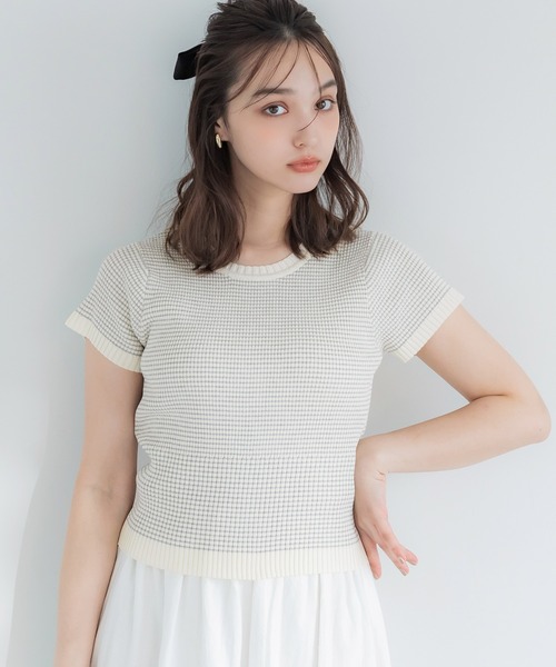 coca(coca)(コカ)の「【WEB限定セール】ボーダーコンパクトニットトップス(ニット/セーター・レディース・グレー/ブラック・L/S/M)」の13枚目の写真