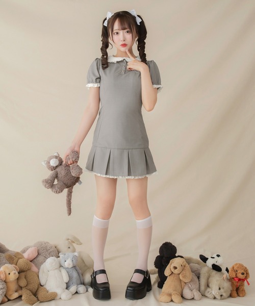 えぶりん♡ミニワンピース Frill Collar Mini One Piece/フリルカラーミニワンピース