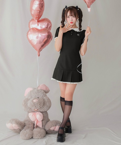 送料無料 フリル ミニ ワンピース 1483 Frill Collar Mini One Piece/フリルカラーミニワンピース