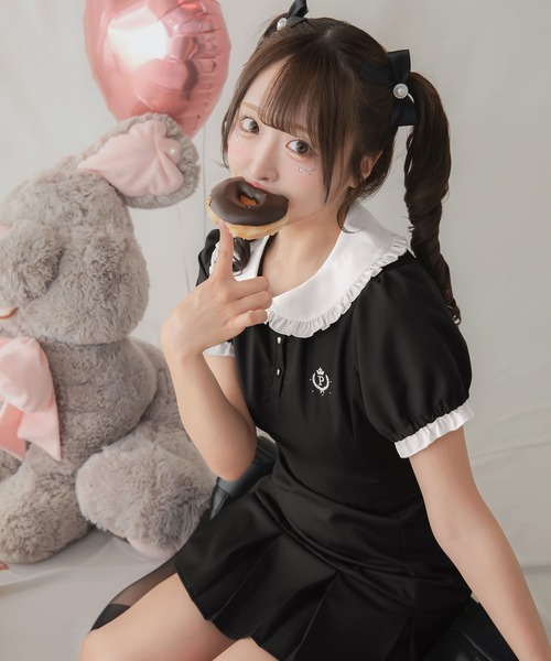 セール】Frill Collar Mini One Piece/フリルカラーミニ