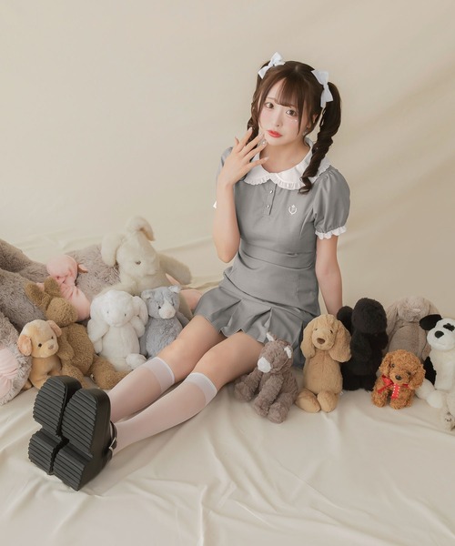 エムミーエメ Frill collar knit mini one piece セール】Frill Collar Mini One Piece/フリルカラーミニ