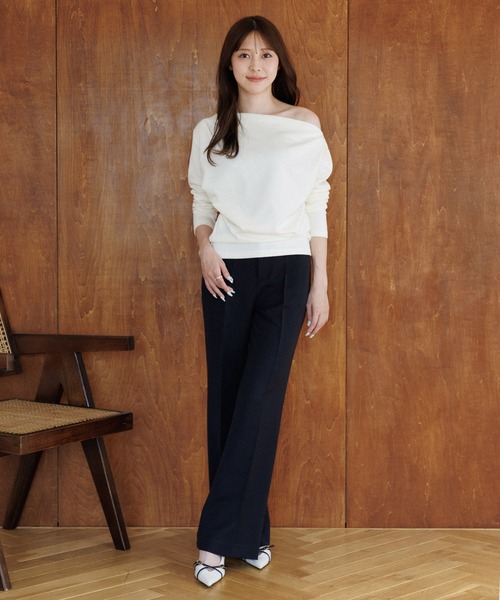 SENEE（セニー）の「high waist center press slacks（ハイウエストセンタープレススラックス）（スラックス・レディース・ブラック/ベージュ・SMALL/MEDIUM）」の4枚目の写真