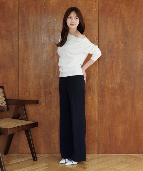 SENEE（セニー）の「high waist center press slacks（ハイウエストセンタープレススラックス）（スラックス・レディース・ブラック/ベージュ・SMALL/MEDIUM）」の5枚目の写真