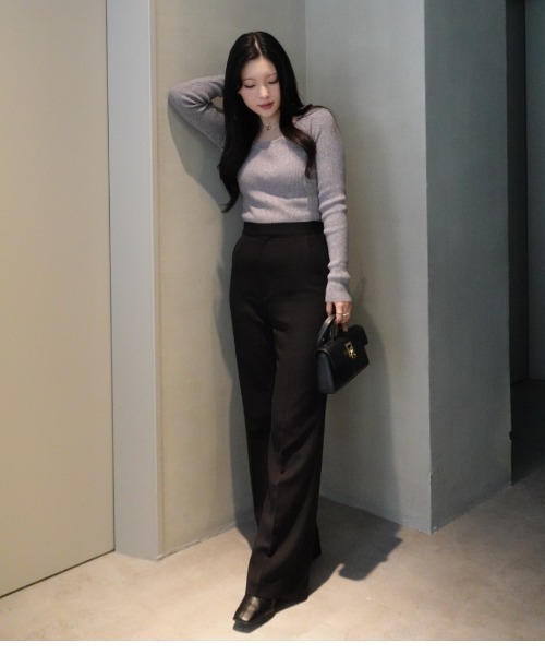 SENEE（セニー）の「high waist center press slacks（ハイウエストセンタープレススラックス）（スラックス・レディース・ブラック/ベージュ・SMALL/MEDIUM）」の14枚目の写真