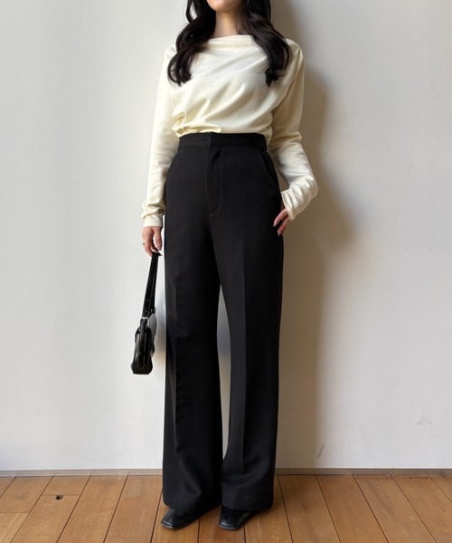 SENEE（セニー）の「high waist center press slacks（ハイウエストセンタープレススラックス）（スラックス・レディース・ブラック/ベージュ・SMALL/MEDIUM）」の21枚目の写真