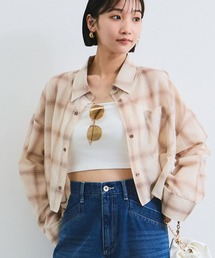 VIS | シアー&チェックショート丈シャツ(シャツ/ブラウス)