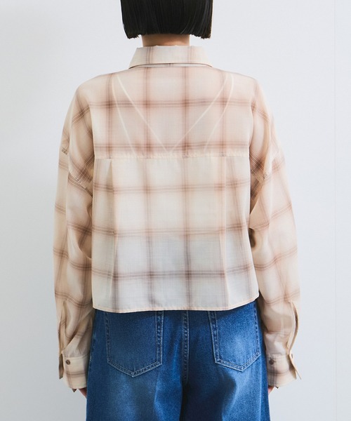 VIS(ビス)の「シアー&チェックショート丈シャツ(シャツ/ブラウス・レディース・ブルー系その他4/ベージュ・FREE)」の11枚目の写真